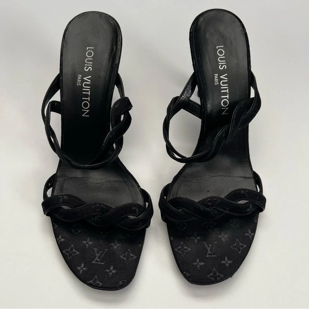 Louis Vitton LV Monogram Double Strap Heels - Picture 1 of 10